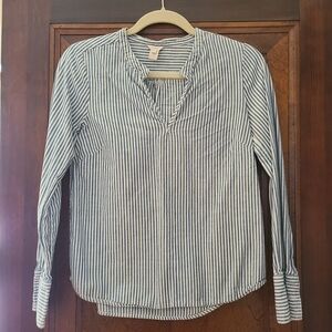 J. Crew Blue and White Striped Blouse